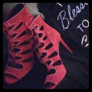 BCBG Generation Lace Up Stiletto RED Size 8